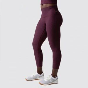 BORN PRIMITIVE Ribbed Limitless Leggings 23" Cropped Deep Plum Women's Medium